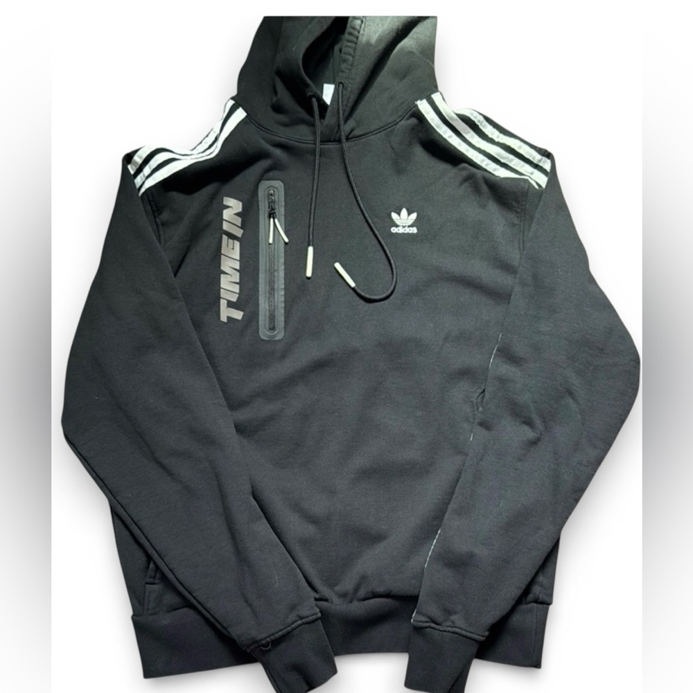 Adidas Black Hoodie with White Accents